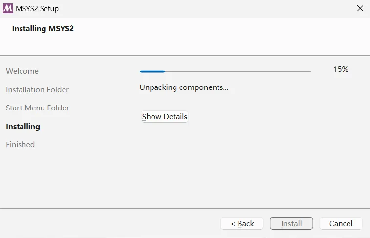 MSYS2 安装步骤：等待安装