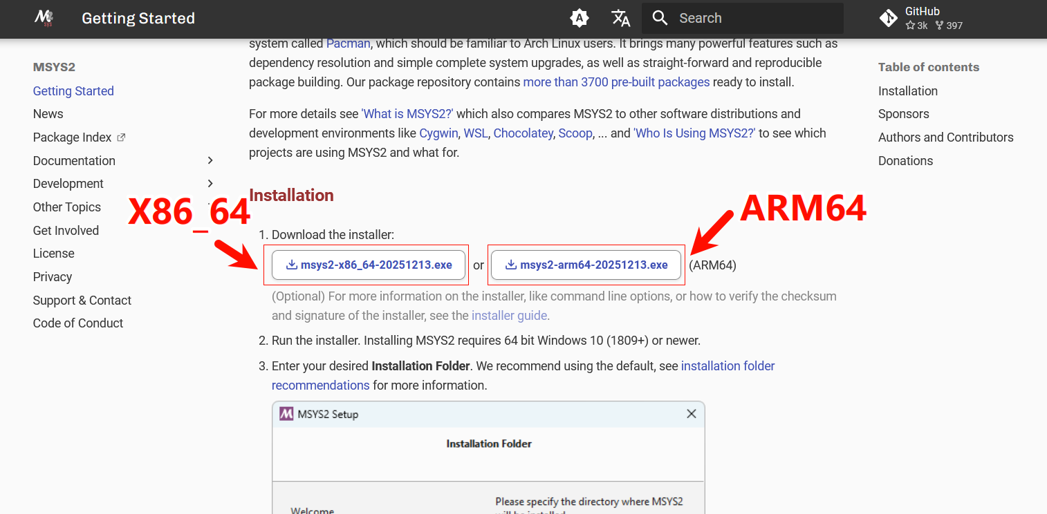 从 MSYS2 官网下载安装包